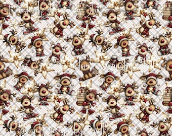 12x12 printed vinyl Christmas Reindeer Deer Christmas Gingerbread Candy Cane Sled Tree