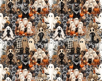 12 x 12 Printed Adhesive Pattern Vinyl Fall Black Cat Ghosts Cheetah Pumpkins Halloween