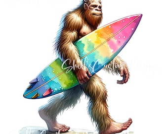 Printed decal Vinyl Sticker Yeti Bigfoot Big Foot surfing Surfboard beach Ocean