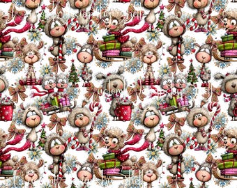 12x12 printed vinyl Christmas Llama Christmas Gingerbread Candy Cane Sled Tree