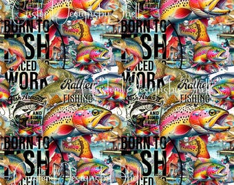 12 x 12 printed Pattern Adhesive Vinyl Fish Fishing Troute River Lake Father's Day