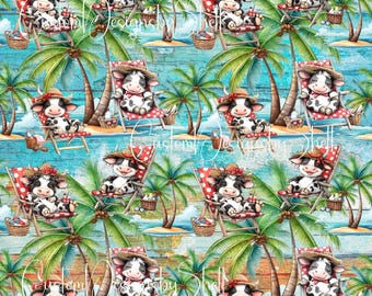 12x12 Printed Adhesive Vinyl Beach Cows Ocean Lake Summer Sun