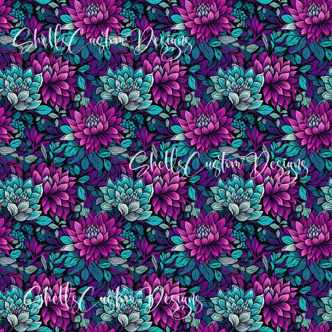 12 X 12 Printed Pattern Red Teal Purple Blooms Daisy Sun Summer Spring ...