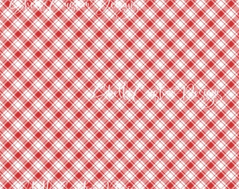 12x12 Printed Vinyl Vintage Country Plaid Red White