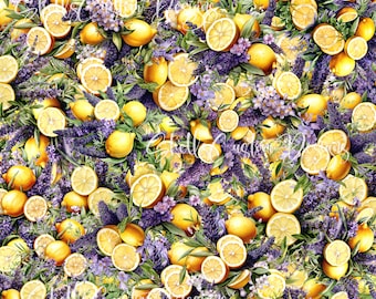 12x12 Printed Vinyl Lemons Lavender Lilac Yellow Purple Green Summer Spring