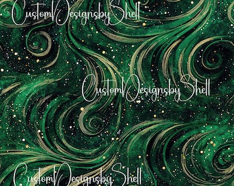 12x12 Printed Vinyl Green Swirls Waves Background