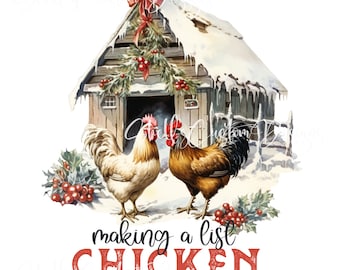 Christmas Chicken Hen Rooster Vinyl Printed Decal