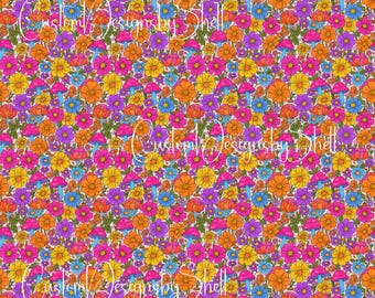 12x12 printed vinyl Bright Boho Groovy Hippy Floral Flowers Stripes Daisy Summer Spring