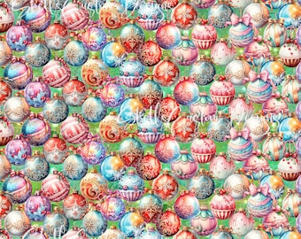 12x12 printed vinyl Christmas Vintage bulbs balls