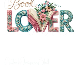 Printed Clear decal Vinyl Book Lover Crochet Knit Floral
