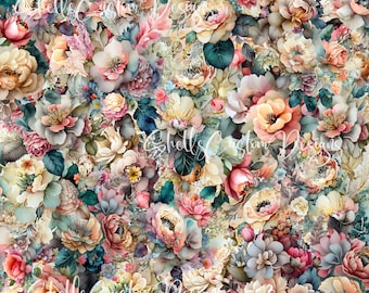 12 x 12 printed Pattern Vinyl Vintage Blooms Floral