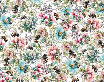 12 x 12 printed Pattern Vinyl Bee&#39;s flowers