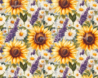 12x12 Printed Vinyl Sunflowers Lavender Daisy Flower Foral Spring Summer Fall