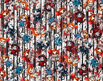 12 x 12 printed Pattern Cat Murder Halloween Cute Clown Blood