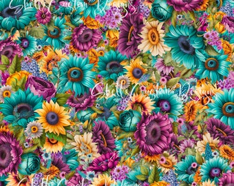 12 x 12 printed Pattern Vinyl Fall Autumn Sunflowers Daisy