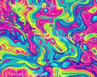 12x12 Printed Vinyl Rainbows Swirls Florescent Pink Green Purple Blue Teal Yellow