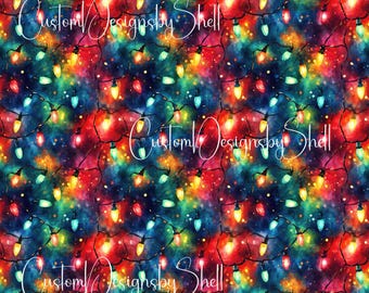 12x12 printed vinyl Christmas Glowing Lights bulbs Green Pink Yellow Blue Red