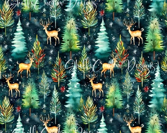 12x12 printed vinyl Christmas Trees Pine Deer Reindeer
