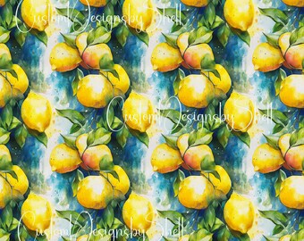 12x12 Printed Vinyl lemons Blue Summer Fruit
