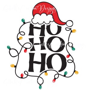 HoHoHo Santa hat and lights Printed decal