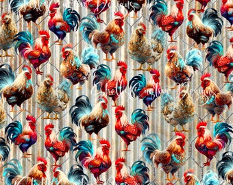 12x12 printed vinyl Rustic Chicken Rooster