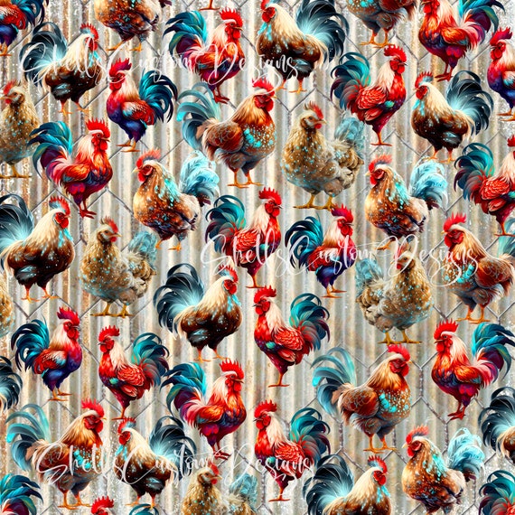 12x12 printed vinyl Rustic Chicken Rooster