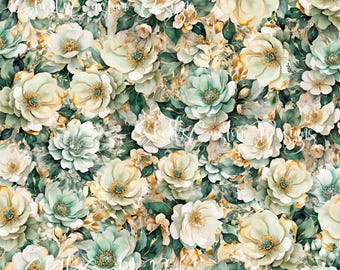 12 x 12 printed Pattern Vinyl Green White Floral Cream Saint Patrick's ST.