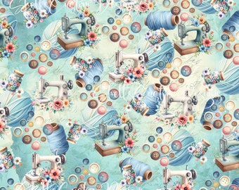 12 x 12 printed Pattern Vinyl Sewing Bobbins Buttons machine