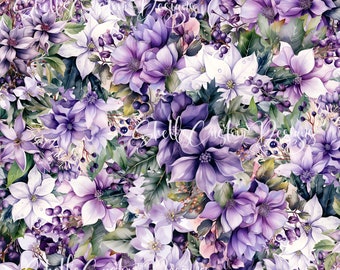 Pattern Vinyl printed Holly Christmas Purple Berries