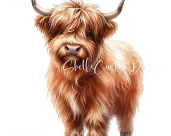Printed decal Vinyl Cute Cow Highland