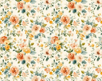 12 x 12 printed Pattern Vinyl Blossom Spring Orange Yellow Blue Floral