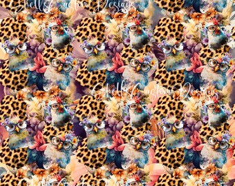 12x12 printed vinyl Cheetah Chicken Hen Rooster
