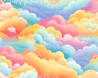 12x12 Printed Vinyl Love Rainbow Clouds Fantasy