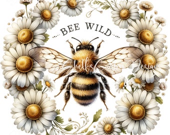 Printed Decal Valentines Wreath Bee Wild Honey Bees decal