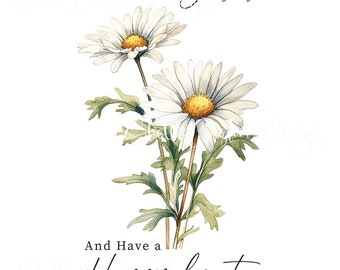 Printed Decal Vinyl Daisies Happy Heart