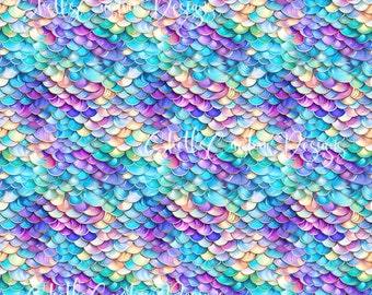 12x12 Printed Vinyl rainbow fantasy Mermaid Dragon Fish scales Purple Teal Yellow Pink Green Gold
