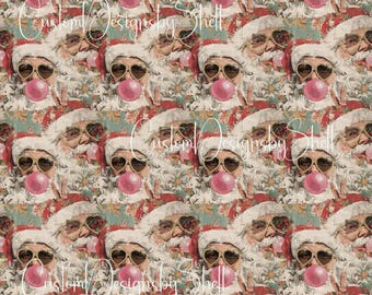 12x12 Printed Vinyl Vintage Retro Christmas Santa Snowman Snowmen Winter Snow Patterns Deer