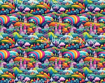 12x12 Printed Vinyl rainbow fantasy mountains