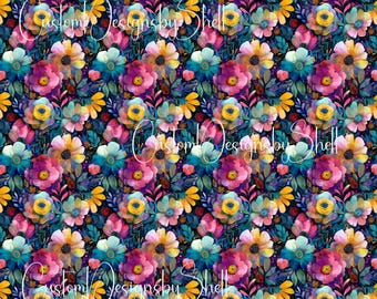 12x12 printed vinyl Bright Boho Floral Flowers Stripes Daisy Summer Spring