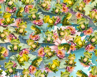 12x12 Printed Vinyl Frogs lilly pads