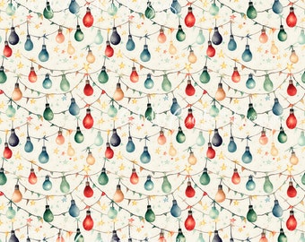 12x12 printed vinyl Christmas Vintage Lights bulbs
