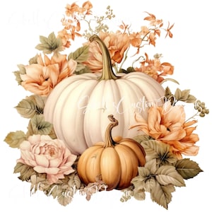 Printed decal Vinyl Boho Fall Floral Pumpkins