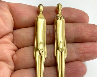 Two vintage Ballou Reg&#39;d modernist gold tone figure doubles pins &quot; He and she&quot; ; rare