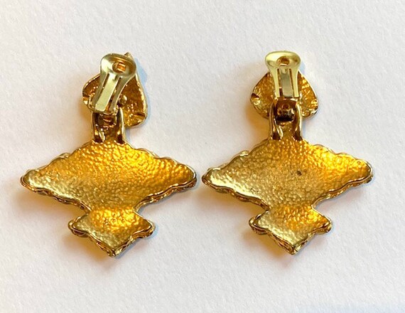 Gorgeous vintage old gold massive drop earrings c… - image 5