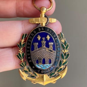 Старинная медаль спасателей Сены и Уазы, Франция 1870 г., без ленты; редкая