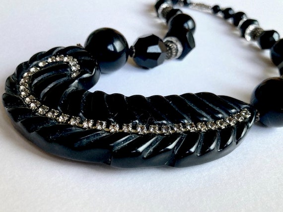 Rare beautiful vintage lucite necklace choker : black… - Gem