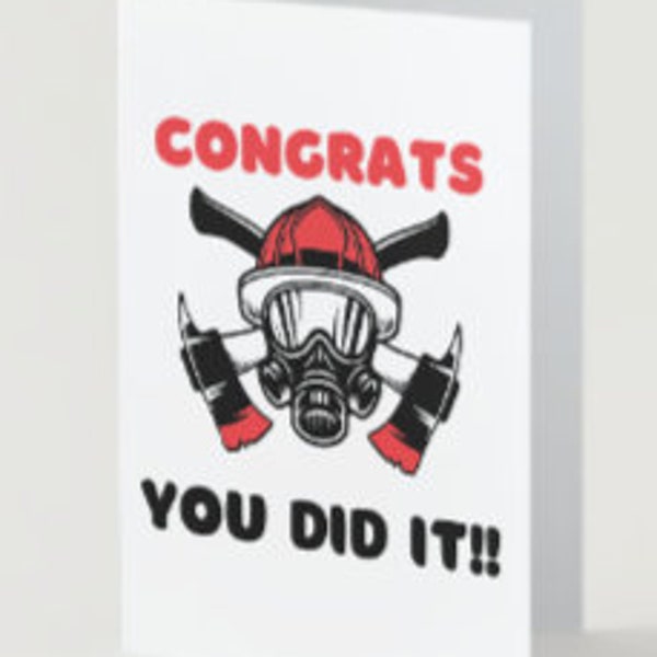 PRINTABLE congratulations card for firefighter, Card for fire academy graduation