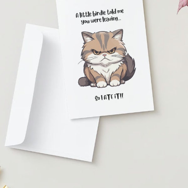 PRINTABLE FAREWELL Cat Card, Digital Farewell Card, Funny Goodbye Card
