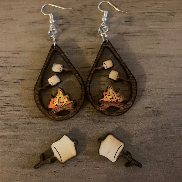 Campfire Earrings and Roasting Marshmallow studs