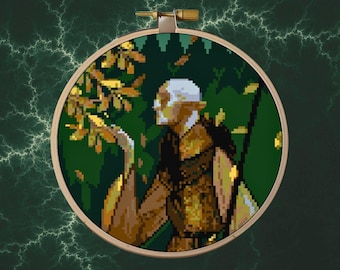 Solas Cross Stitch Pattern - Dragon Age Inquisition Tarot Card